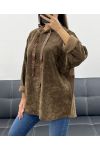 SUDADERA CON CAPUCHA DE TERCIOPELO DE LEOPARDO AH255197 CHOCOLATE