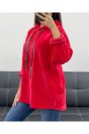 SUDADERA CON CAPUCHA DE TERCIOPELO DE LEOPARDO AH255197 ROJO