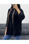 SUDADERA CON CAPUCHA DE TERCIOPELO DE LEOPARDO AH255197 NEGRO