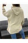 SUDADERA CON CAPUCHA DE TERCIOPELO DE LEOPARDO AH255197 BEIGE OSCURO