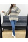 JERSEY OVERSIZE RAYAS AH255212 GRIS