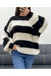 JERSEY OVERSIZE DE RAYAS AH255212 NEGRO