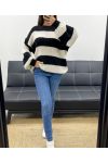 PULLOVER OVERSIZE RAYURES AH255212 NOIR