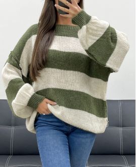 JERSEY OVERSIZE CON RAYAS AH255212 CAQUI