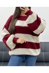 JERSEY OVERSIZE DE RAYAS AH255212 BURDEOS