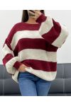JERSEY OVERSIZE DE RAYAS AH255212 BURDEOS