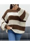 SUÉTER OVERSIZE A RAYAS DE CHOCOLATE AH255212