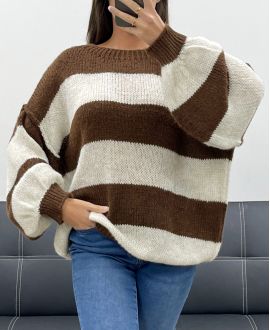 SUÉTER OVERSIZE A RAYAS DE CHOCOLATE AH255212