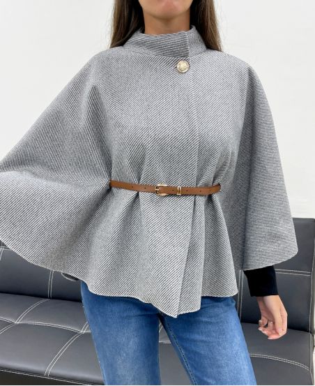 CAPE + CEINTURE AH255184 GRIS