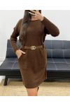 KLEID - STRICKPULLOVER + SCHOKOLADENGÜRTEL AH255213