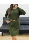 KLEID - STRICKPULLOVER + GÜRTEL AH255213 KAKI