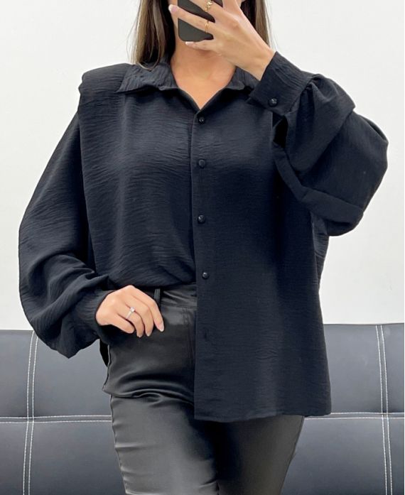CHEMISE A EPAULETTES AH255192 NOIR