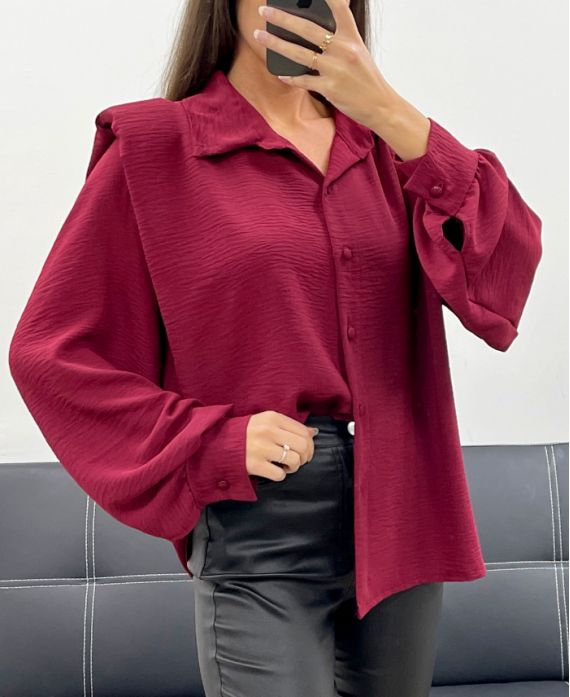 SHIRT WITH SHOULDER PADS AH255192 BURGUNDY