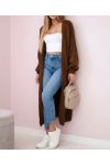 GILET LONG MAILLE 2 POCHES AH255171 BEIGE CHOCOLAT