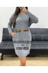 VESTIDO TALLA GRANDE - JERSEY DE PUNTO + CINTURÓN AH255227 GRIS