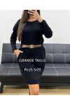 VESTIDO TALLA GRANDE - JERSEY DE PUNTO + CINTURÓN AH255227 NEGRO