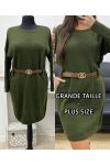 VESTIDO DE TALLA GRANDE - JERSEY DE PUNTO + CINTURÓN AH255227 CAQUI
