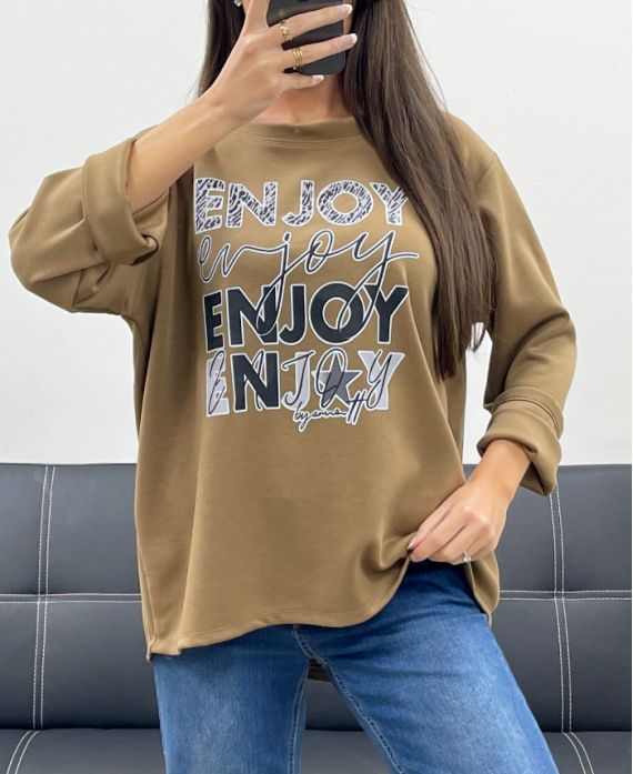 GENIET VAN AH255098 CAMEL SWEATSHIRT