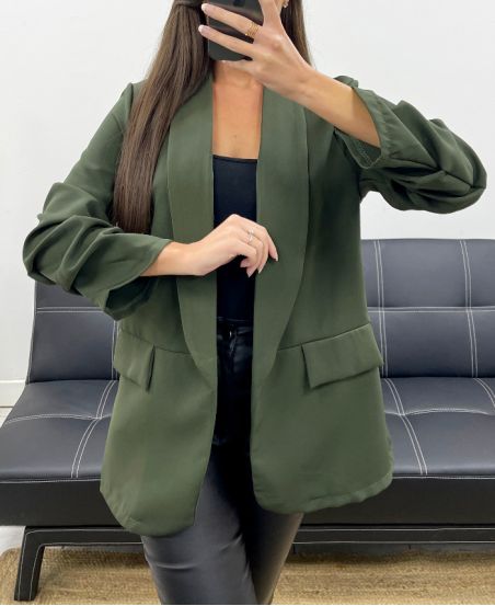 GIACCA BLAZER CON MANICHE ARROTOLATE AH255087 KAKI