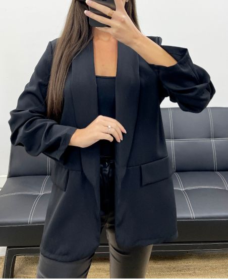 GIACCA BLAZER MANICA ARROTOLATA AH255087 NERO