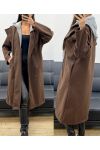 CAPPOTTO CON CAPPUCCIO EFFETTO 2 IN 1 AH255247 CIOCCOLATO