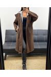 CAPPOTTO CON CAPPUCCIO EFFETTO 2 IN 1 AH255247 CIOCCOLATO