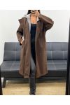 CAPPOTTO CON CAPPUCCIO EFFETTO 2 IN 1 AH255247 CIOCCOLATO