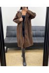 CAPPOTTO CON CAPPUCCIO EFFETTO 2 IN 1 AH255247 CIOCCOLATO