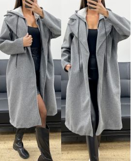 CAPPOTTO CON CAPPUCCIO EFFETTO 2 IN 1 AH255247 GRIGIO