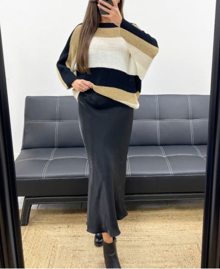 LUREX GESTREEPTE TRUI AH250652 ZWART