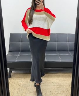 MAGLIONE A RIGHE IN LUREX AH250652 ROSSO