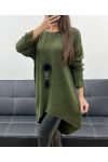 MAGLIONE LUNGO OVERSIZE ASIMMETRICO + GUSCIO AH255254 KAKI