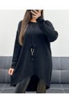 MAGLIA LUNGA OVERSIZE ASIMMETRICA + AH255254 COLIER NERA