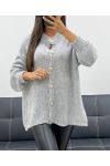 CHALECO OVERSIZE SUAVE CON BOTONES AH255136 GRIS CLARO