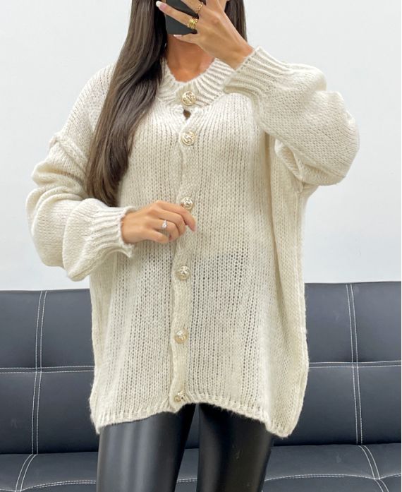 SOFT OVERSIZED VEST WITH BUTTONS AH255136 BEIGE