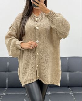 WEICHE OVERSIZE-WESTE MIT KNÖPFEN AH255136 CAMEL