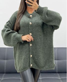 SOFT OVERSIZED VEST WITH BUTTONS AH255136 KHAKI