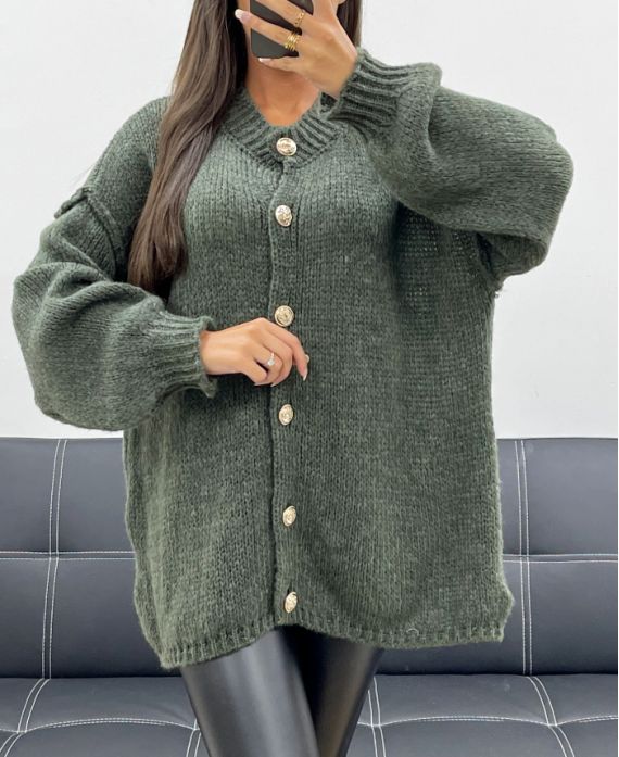 ZACHT OVERSIZED VEST MET KNOPEN AH255136 KHAKI