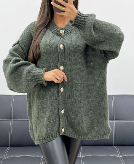 SOFT OVERSIZED VEST WITH BUTTONS AH255136 KHAKI