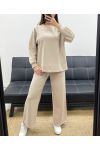 CONJUNTO DE SUDADERA OVERSIZE LOVE + PANTALÓN DE 2 BOLSILLOS AH255260 BEIGE