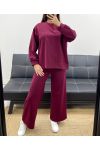 CONJUNTO DE SUDADERA OVERSIZE LOVE + PANTALÓN DE 2 BOLSILLOS AH255260 BURDEOS