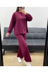 CONJUNTO DE SUDADERA OVERSIZE LOVE + PANTALÓN DE 2 BOLSILLOS AH255260 BURDEOS