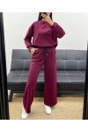 CONJUNTO DE SUDADERA OVERSIZE LOVE + PANTALÓN DE 2 BOLSILLOS AH255260 BURDEOS