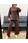 CONJUNTO DE SUDADERA OVERSIZE LOVE + PANTALÓN DE 2 BOLSILLOS AH255260 CHOCOLATE