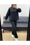 CONJUNTO DE SUDADERA OVERSIZE LOVE + PANTALÓN DE 2 BOLSILLOS AH255260 NEGRO