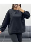 CONJUNTO DE SUDADERA OVERSIZE LOVE + PANTALÓN DE 2 BOLSILLOS AH255260 NEGRO