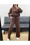 CONJUNTO DE SUDADERA OVERSIZE LOVE + PANTALÓN DE 2 BOLSILLOS AH255260 CHOCOLATE