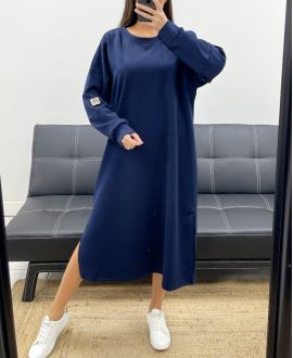 OVERSIZED JURK MET MARINEBLAUWE SPLIT AH36278