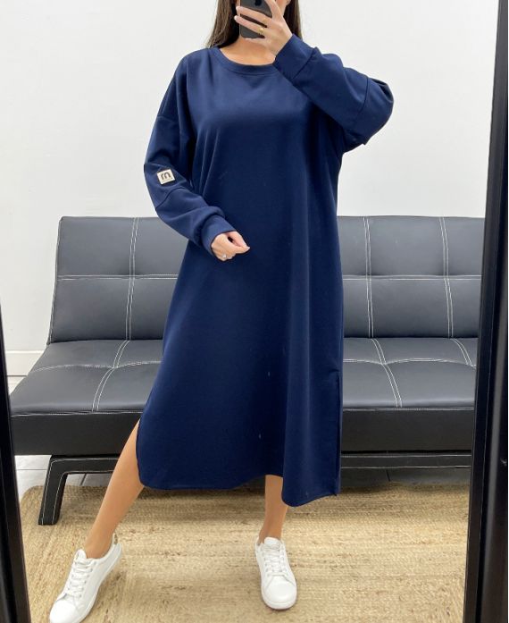 ROBE OVERSIZE FENTES AH36278 MARINE
