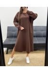 OVERSIZED DRESS WITH SLITS AH36278 CHOCOLATE
